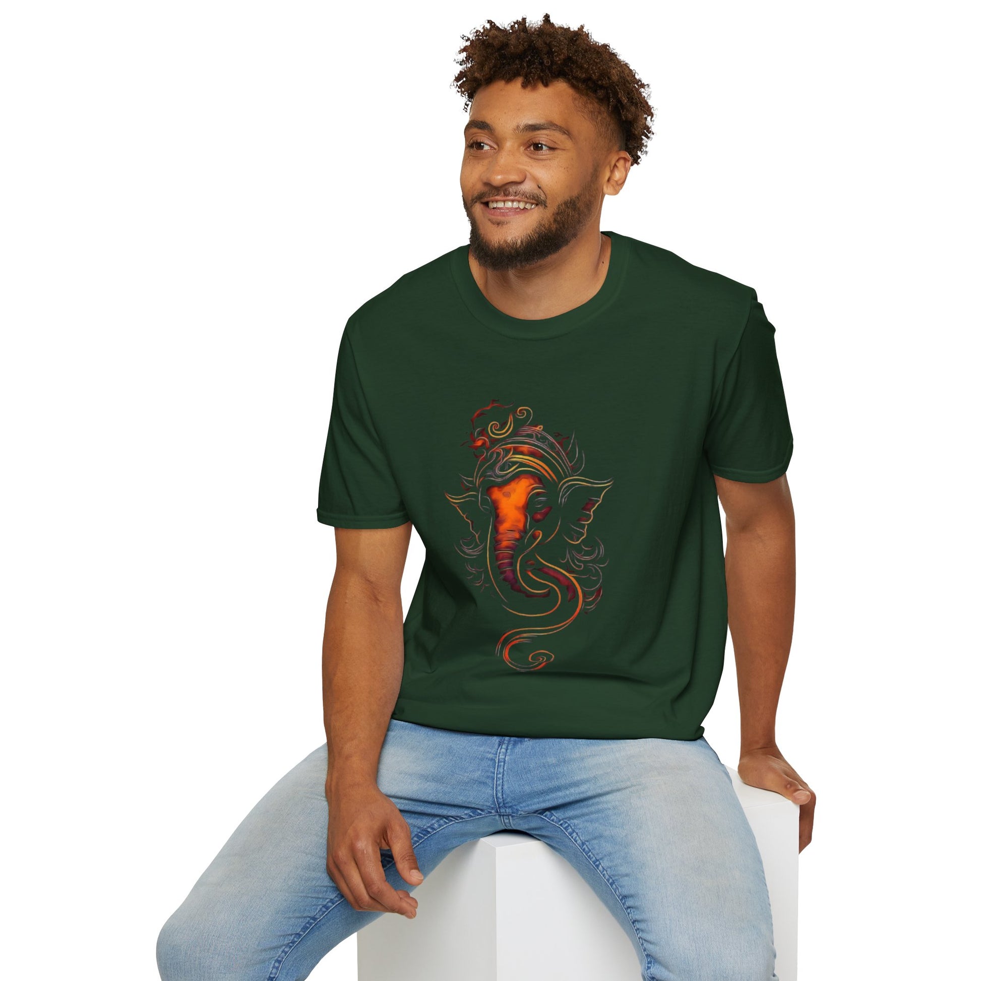 Ganesh T-shirt - Unisex Softstyle T-Shirt, Bohemian Shirt, Festival Wear, Unique Gift, Spiritual Fashion
