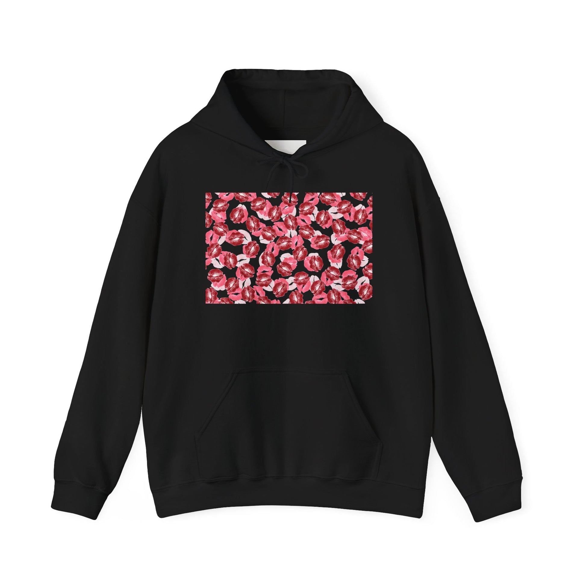 kiss print Cozy Floral Pattern Hoodie - Casual Fashion, Perfect for Gifting, Unisex Style, Comfortable Sweatshirt, Great for All Seasons