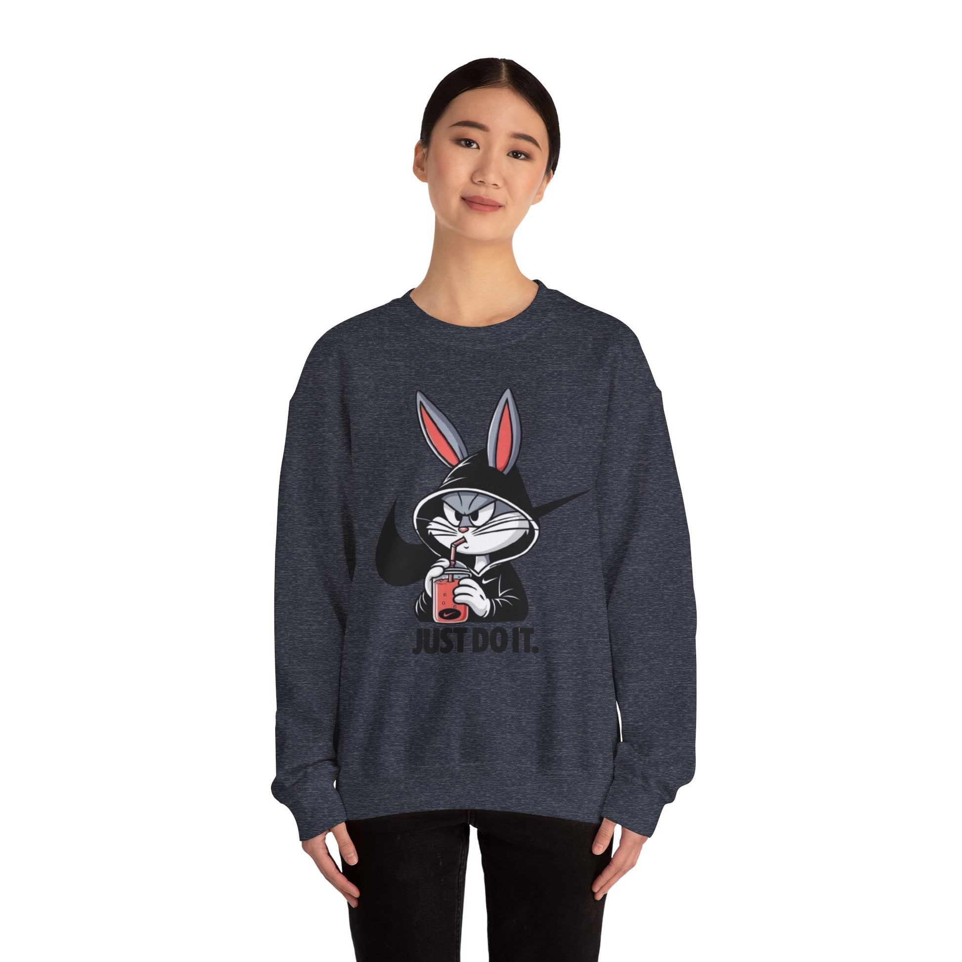 Cool Rabbit Crewneck Sweatshirt, Unisex Sweatshirt, Casual Hoodie, Gift for Him, Cozy Fashionwear