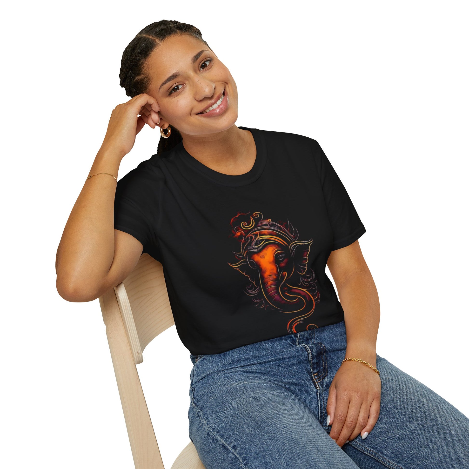 Ganesh T-shirt - Unisex Softstyle T-Shirt, Bohemian Shirt, Festival Wear, Unique Gift, Spiritual Fashion