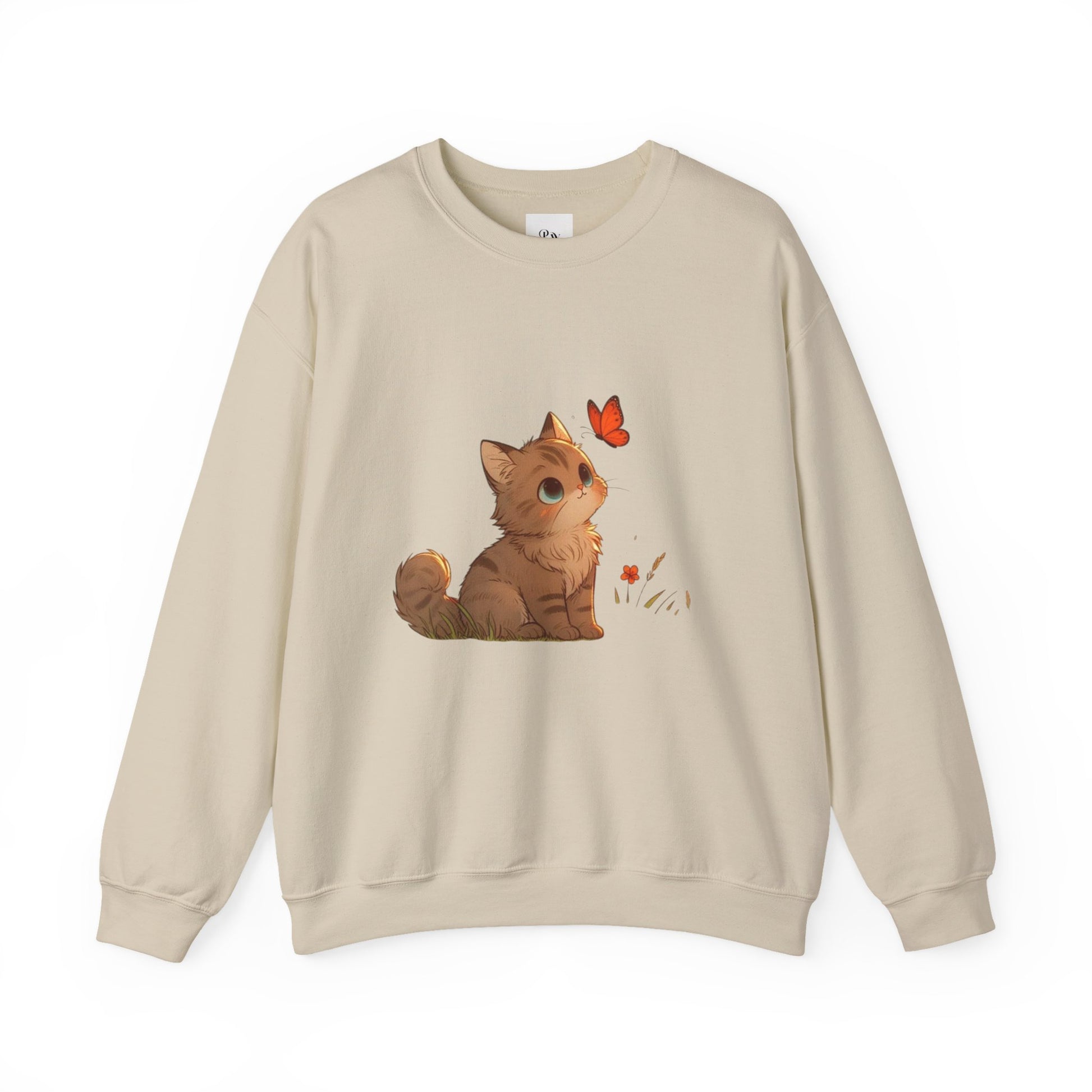 Cozy Cat & Butterfly Sweatshirt - Cute Unisex Crewneck Perfect for Cat Lovers, Gifts for Pet Owners, Fall Fashion, Casual Wear