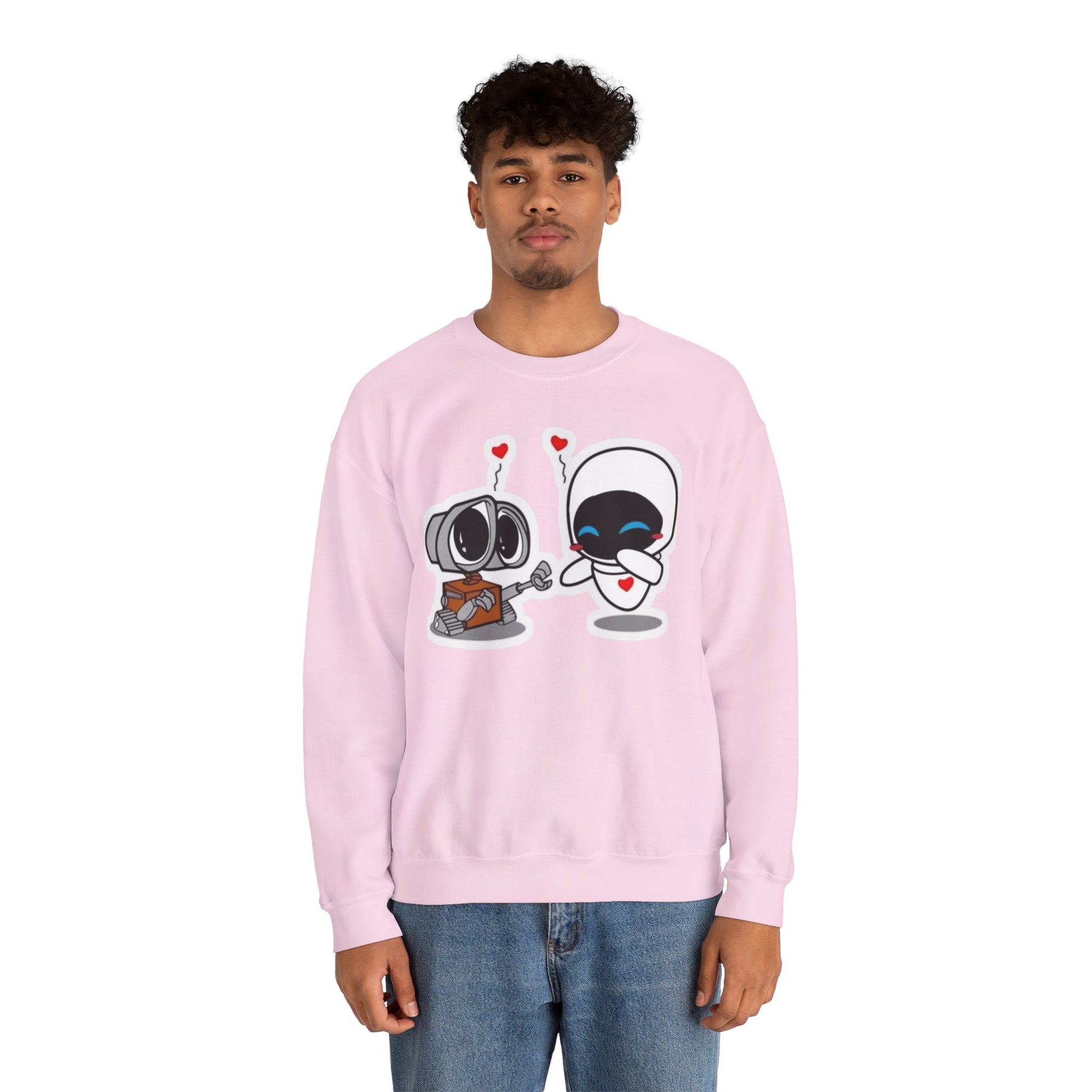 Cute Robot Love Crewneck Sweatshirt, Valentine's Day Gift, Cozy Unisex Pullover, Couple Sweatshirt, Cute Graphic Apparel