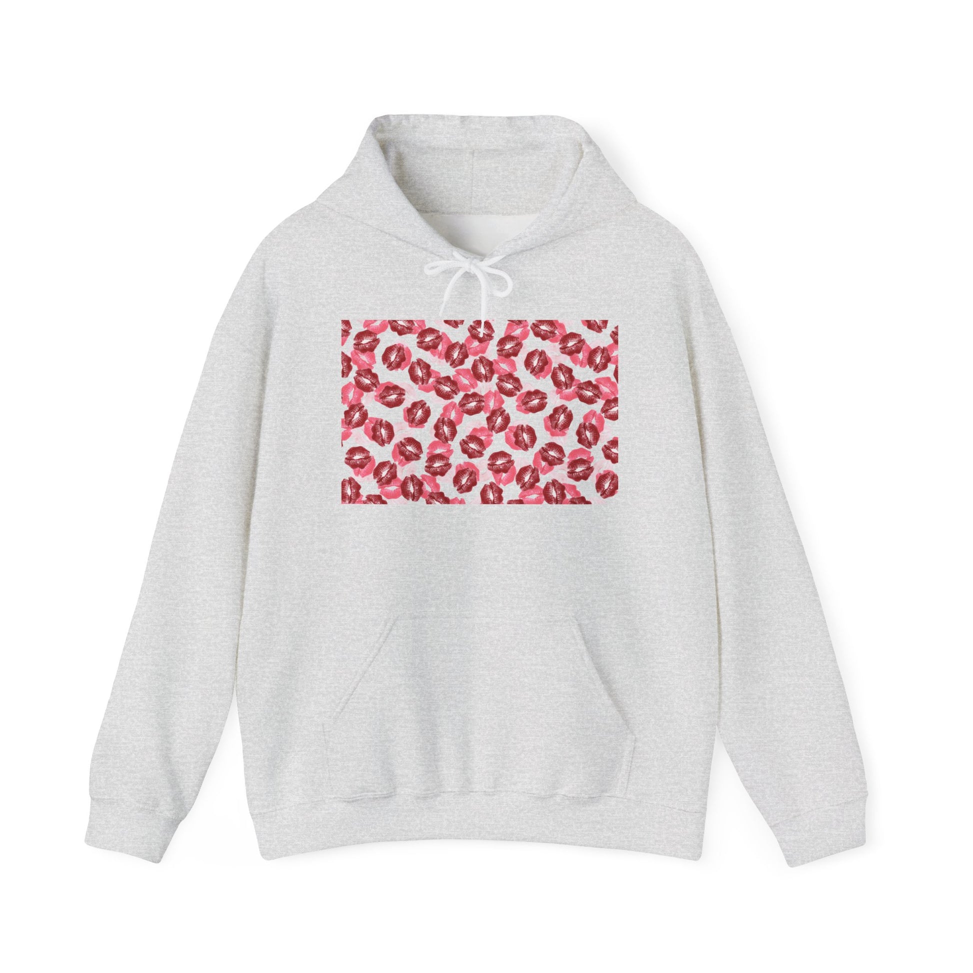 kiss print Cozy Floral Pattern Hoodie - Casual Fashion, Perfect for Gifting, Unisex Style, Comfortable Sweatshirt, Great for All Seasons