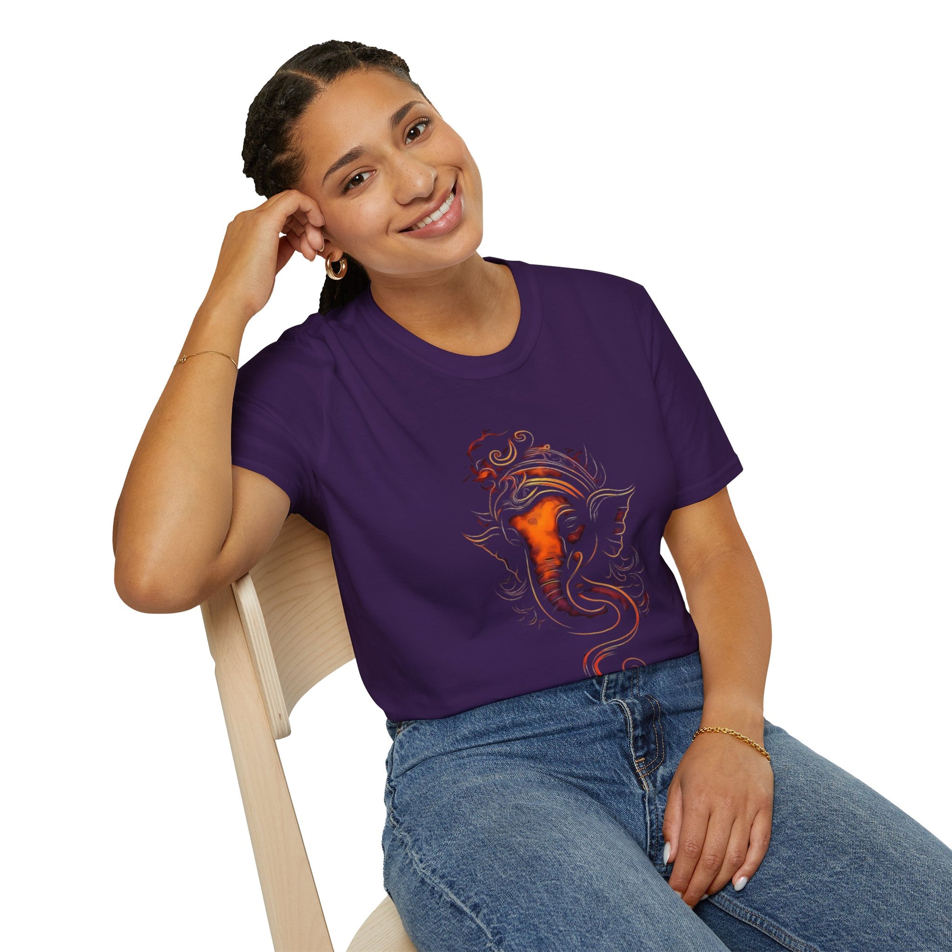 Ganesh T-shirt - Unisex Softstyle T-Shirt, Bohemian Shirt, Festival Wear, Unique Gift, Spiritual Fashion