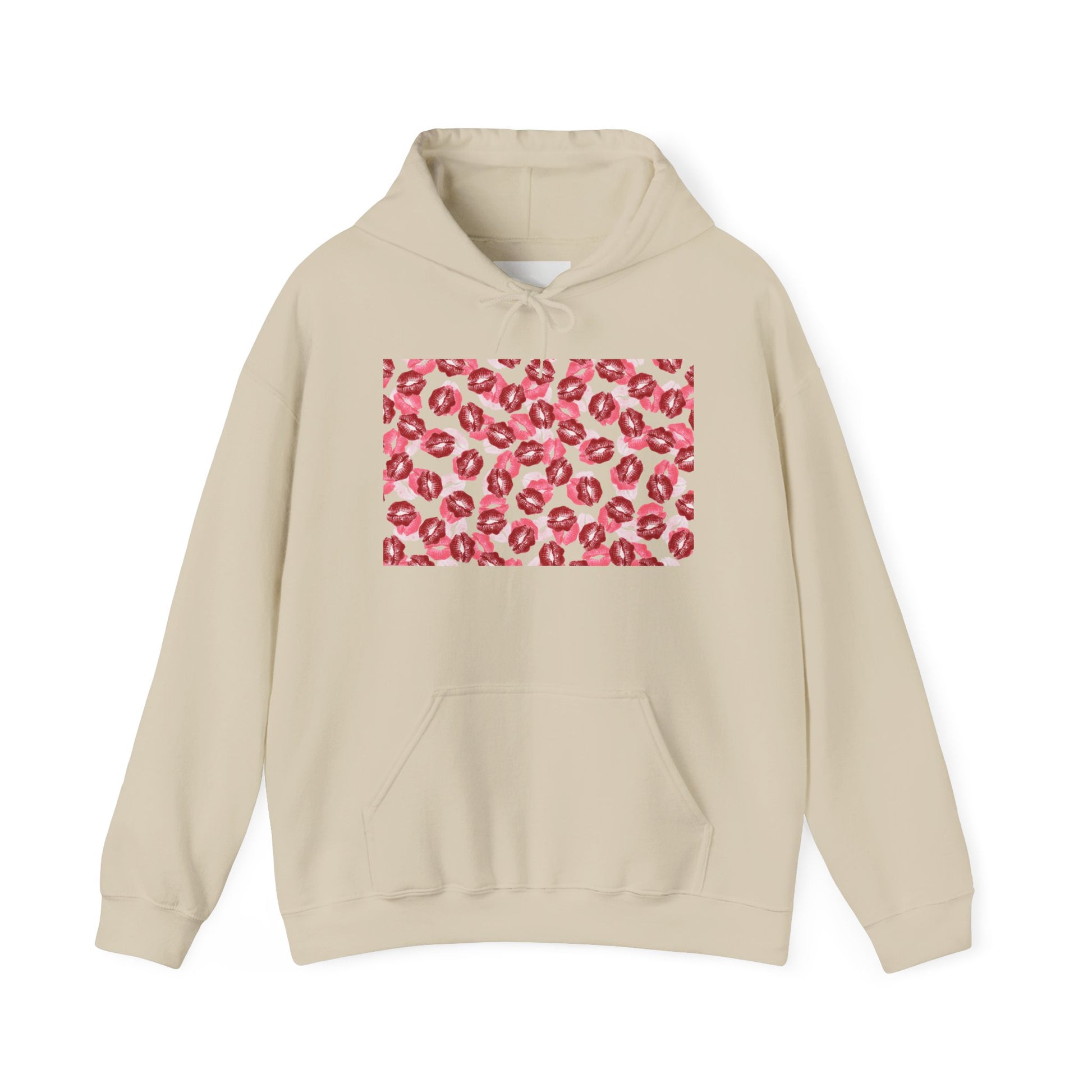 kiss print Cozy Floral Pattern Hoodie - Casual Fashion, Perfect for Gifting, Unisex Style, Comfortable Sweatshirt, Great for All Seasons