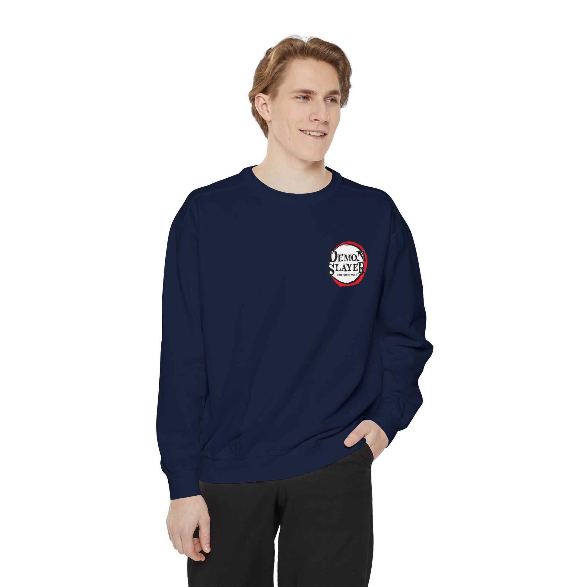 DEMON SLAYER Garment-Dyed Anime Sweatshirt, Cozy Unisex Sweatshirt, Graphic Sweatshirt, Geeky Apparel, Unique Gift, Casual Wear