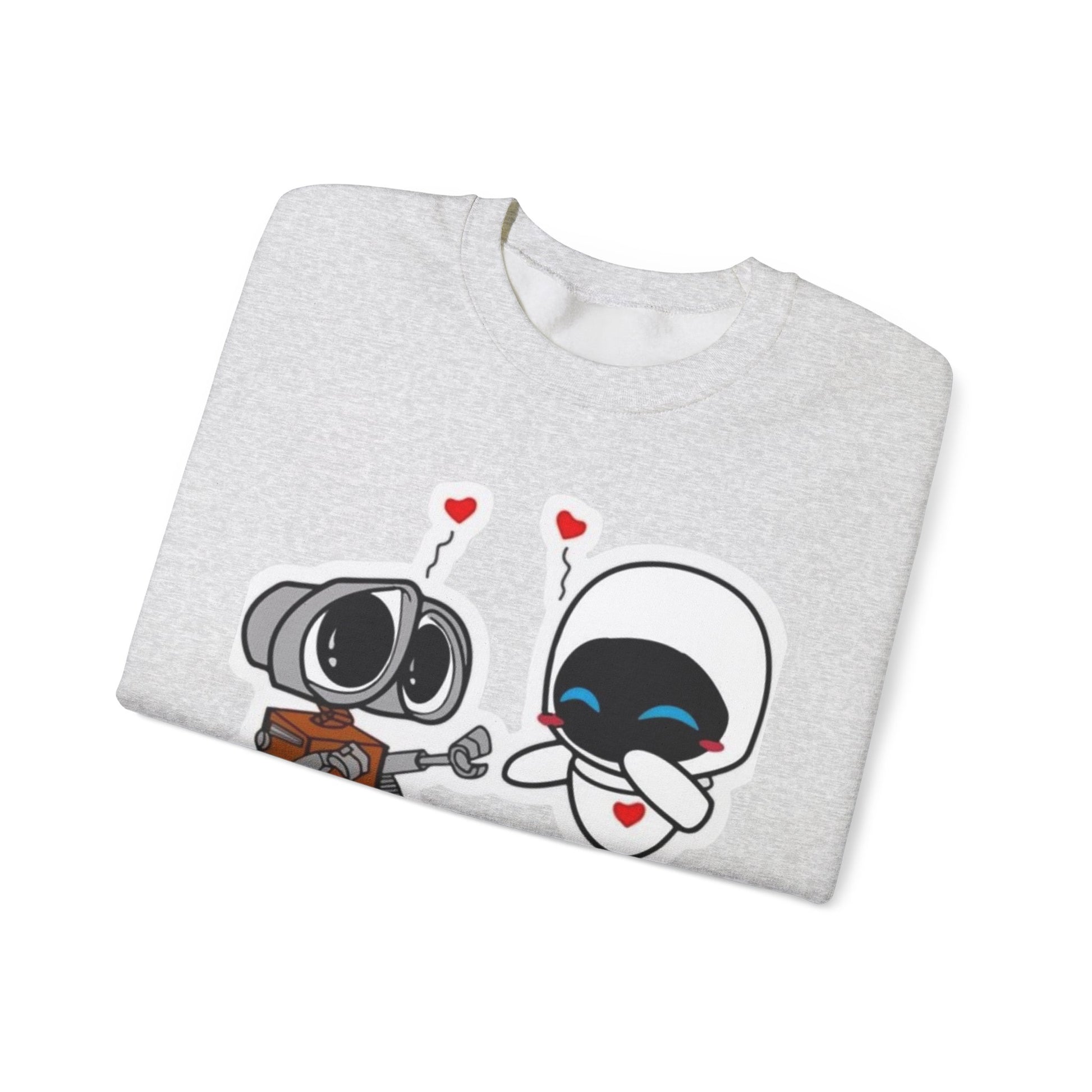 Cute Robot Love Crewneck Sweatshirt, Valentine's Day Gift, Cozy Unisex Pullover, Couple Sweatshirt, Cute Graphic Apparel