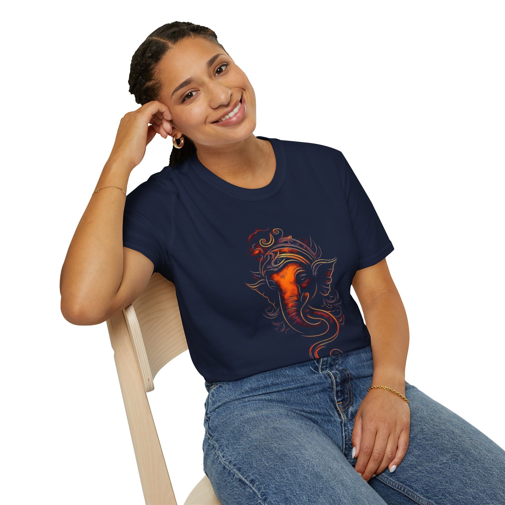 Ganesh T-shirt - Unisex Softstyle T-Shirt, Bohemian Shirt, Festival Wear, Unique Gift, Spiritual Fashion