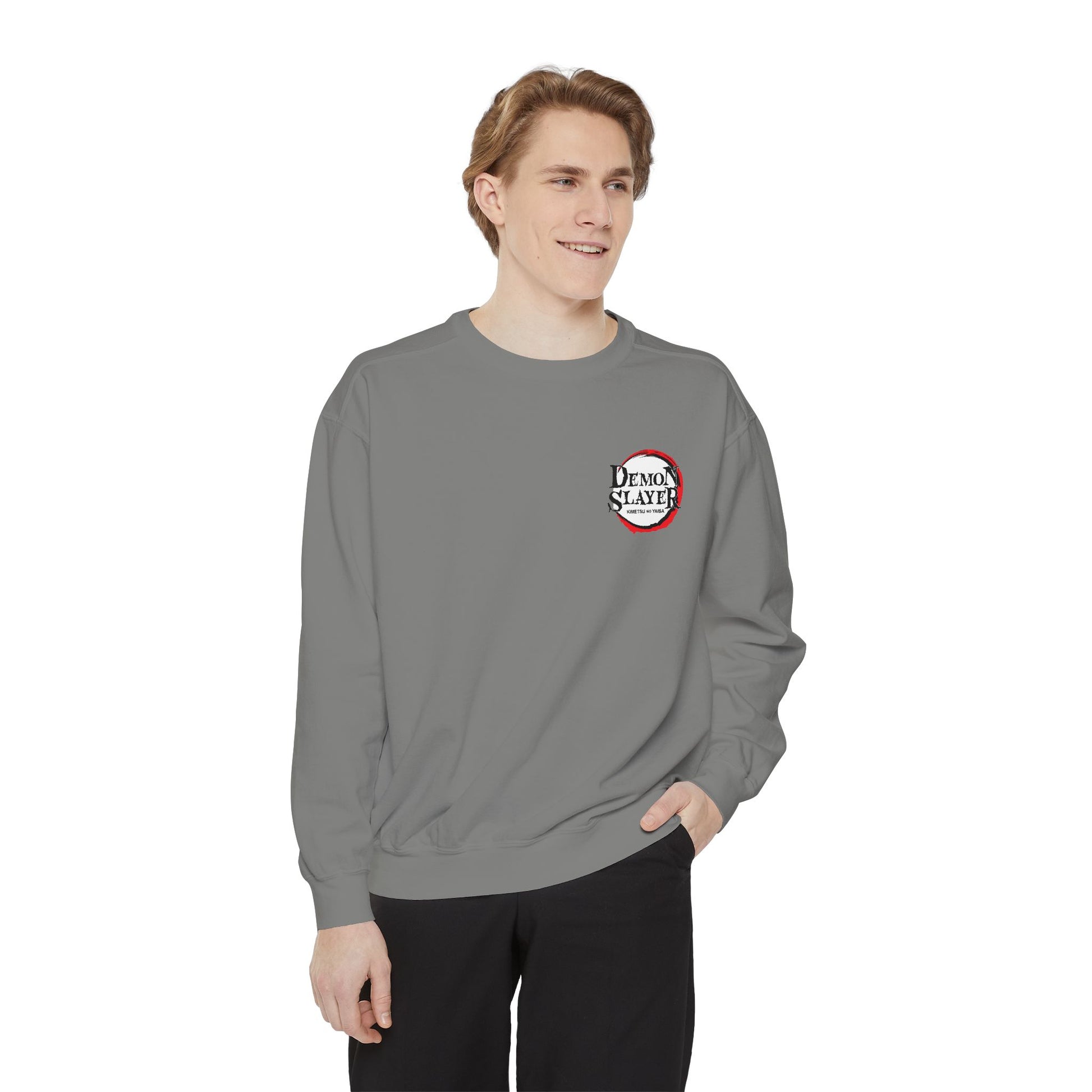 DEMON SLAYER Garment-Dyed Anime Sweatshirt, Cozy Unisex Sweatshirt, Graphic Sweatshirt, Geeky Apparel, Unique Gift, Casual Wear