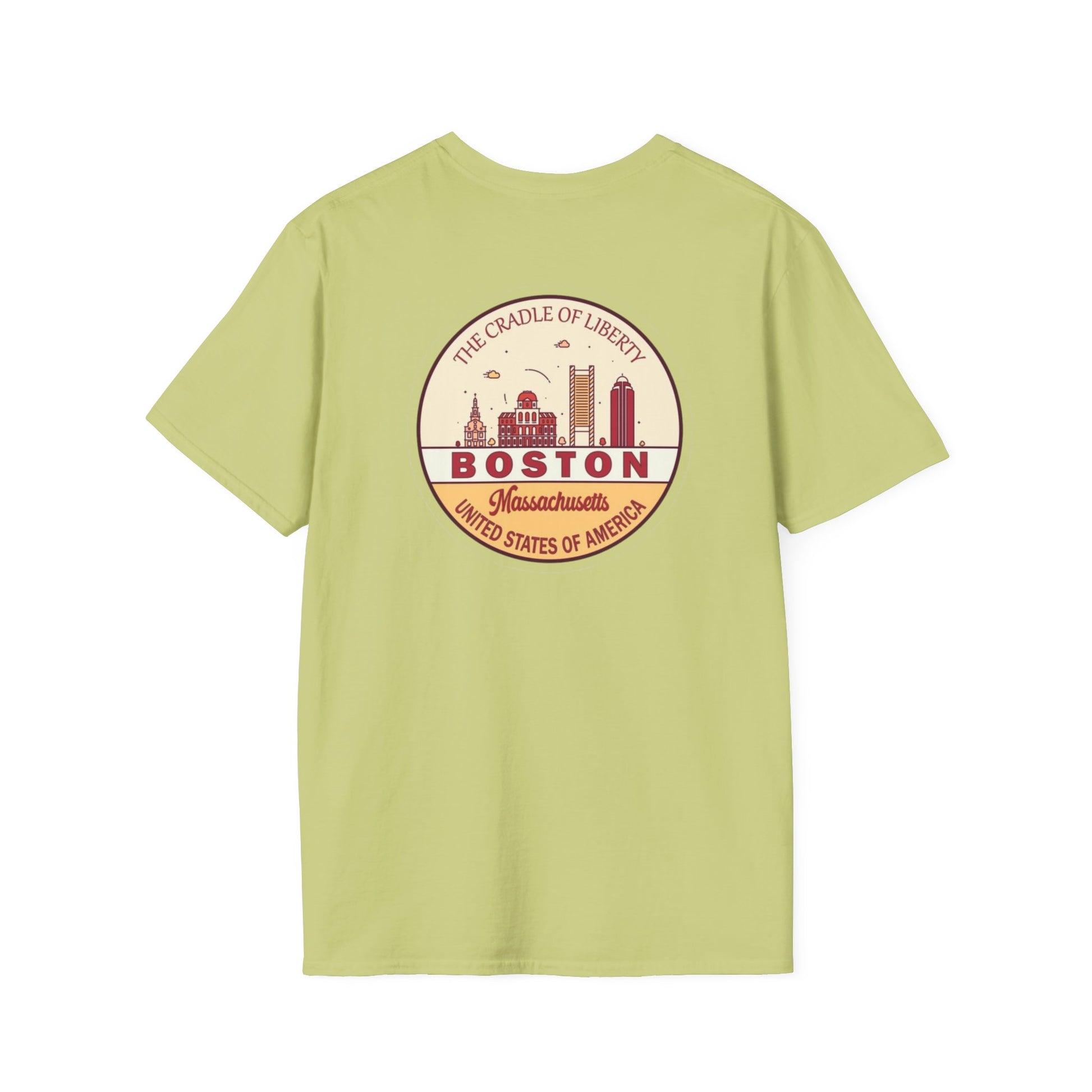 cool print Boston Cradle of Liberty Unisex Softstyle T-Shirt | Comfy Travel Tee, Casual Wear, Souvenir Shirt, Perfect Gift for Boston Lovers