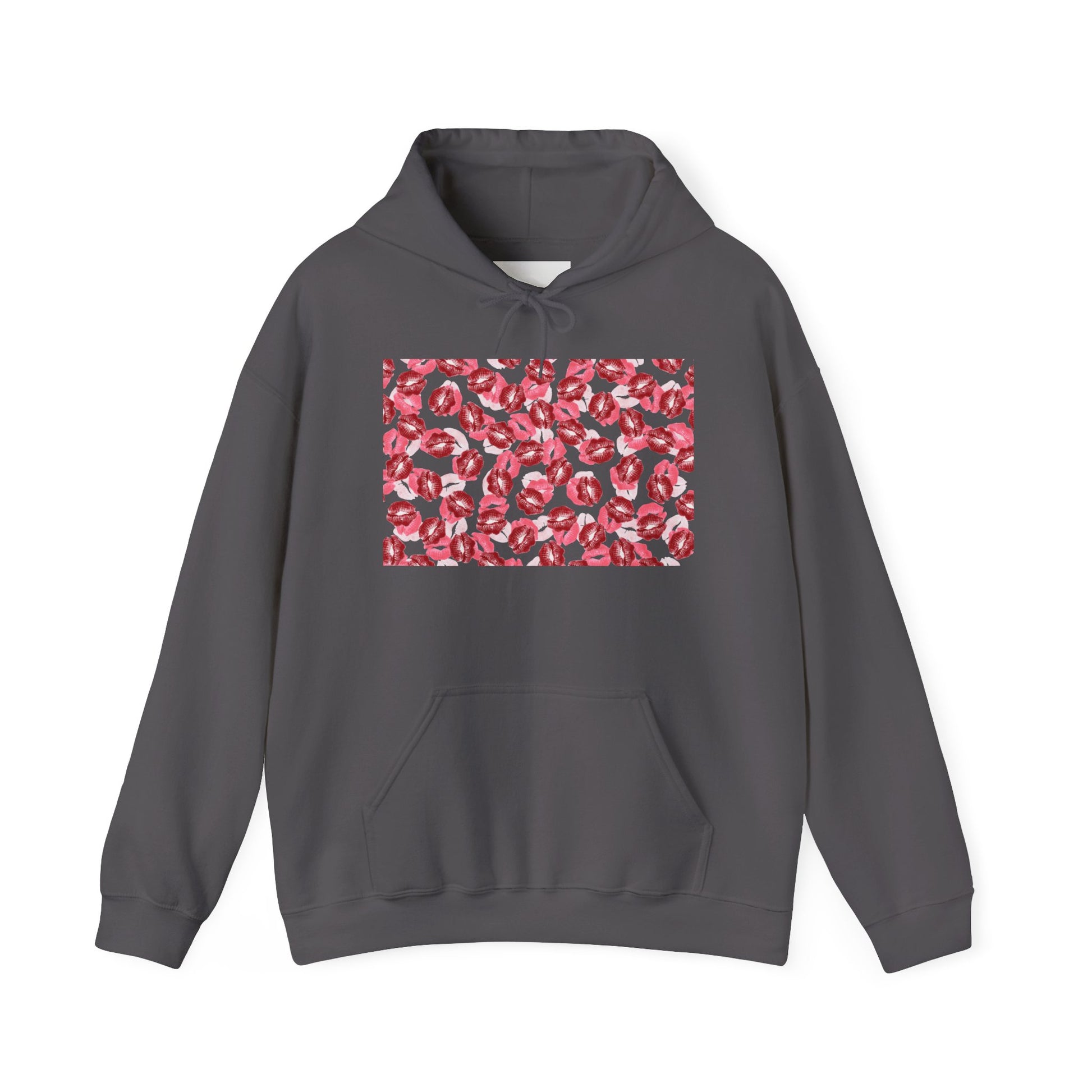 kiss print Cozy Floral Pattern Hoodie - Casual Fashion, Perfect for Gifting, Unisex Style, Comfortable Sweatshirt, Great for All Seasons