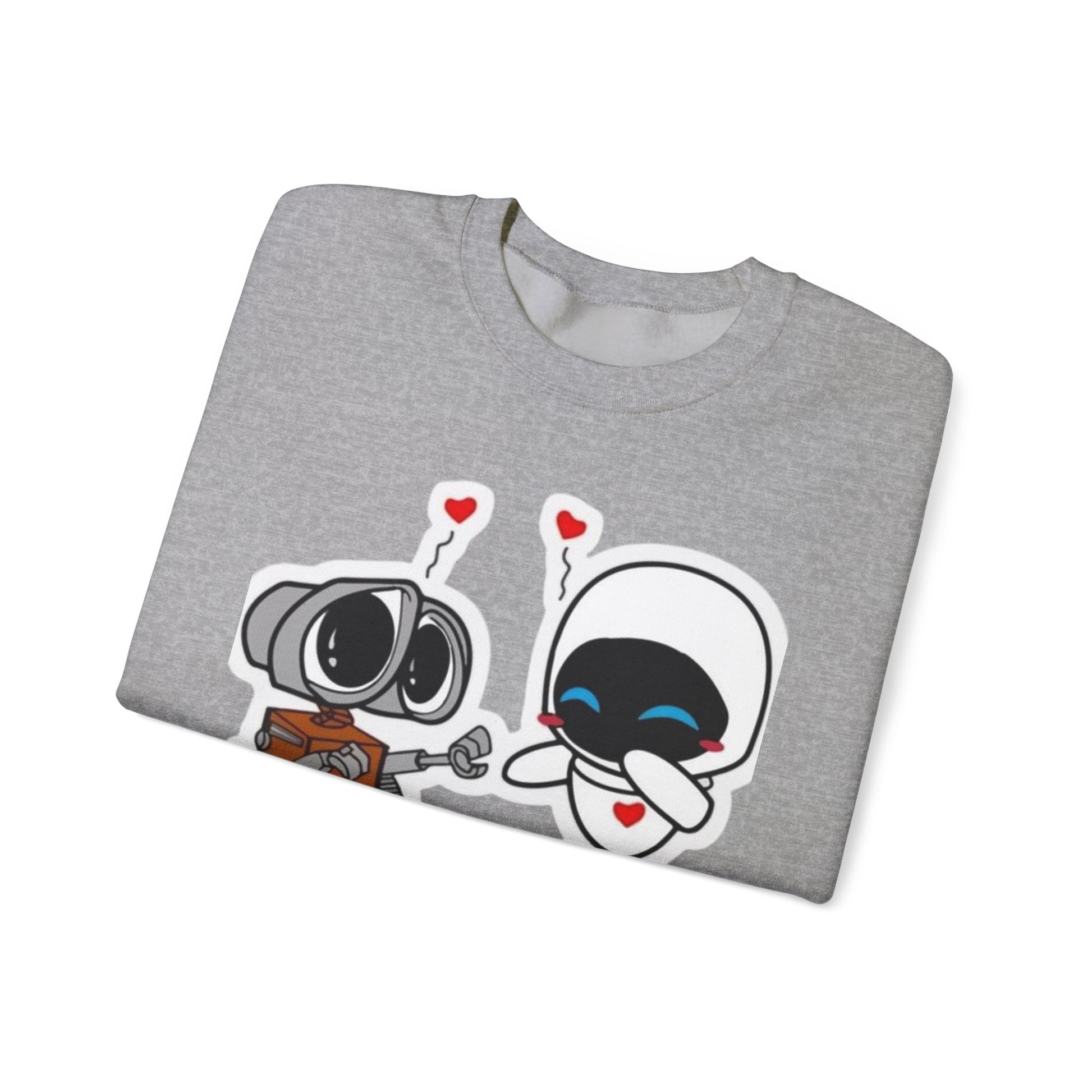 Cute Robot Love Crewneck Sweatshirt, Valentine's Day Gift, Cozy Unisex Pullover, Couple Sweatshirt, Cute Graphic Apparel