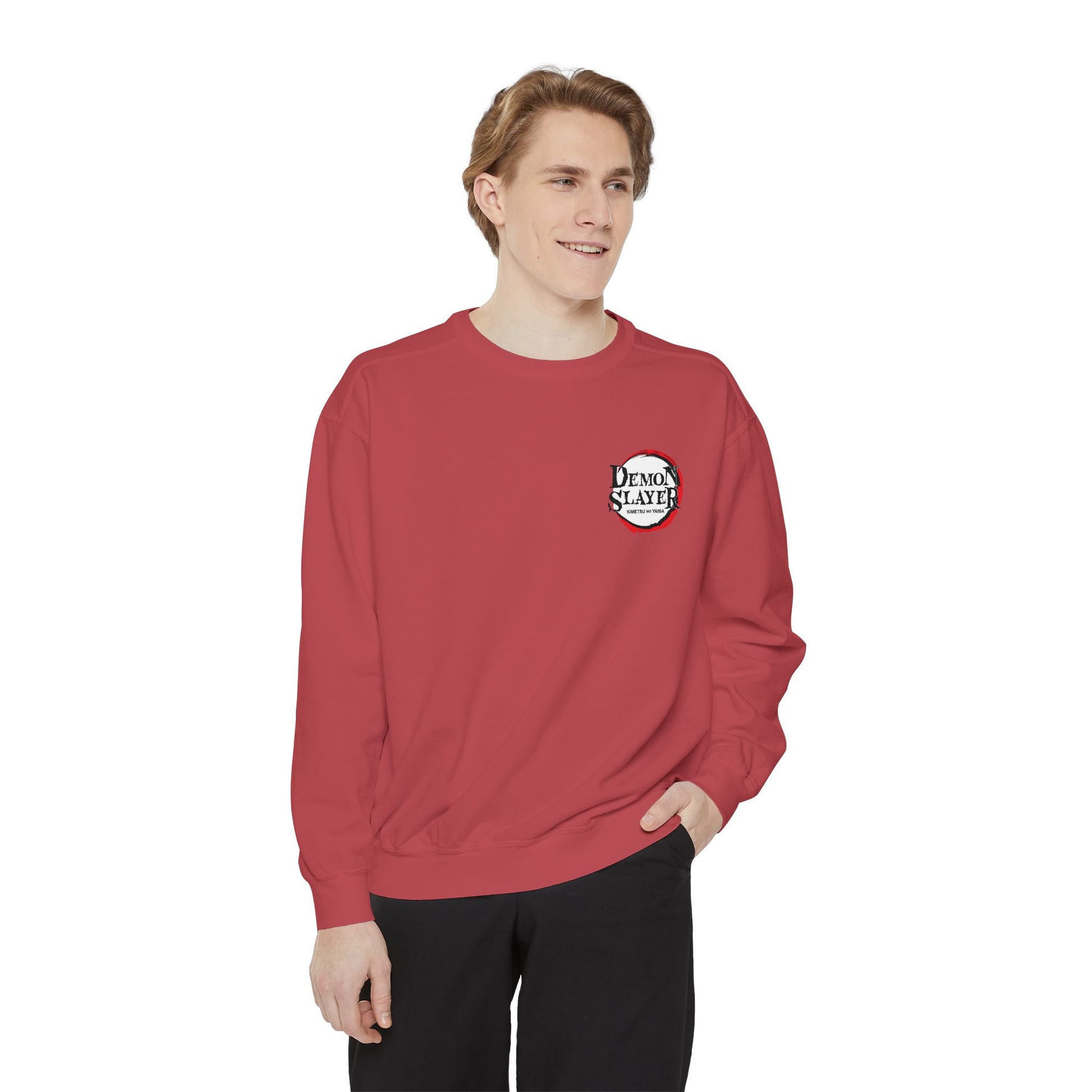 DEMON SLAYER Garment-Dyed Anime Sweatshirt, Cozy Unisex Sweatshirt, Graphic Sweatshirt, Geeky Apparel, Unique Gift, Casual Wear
