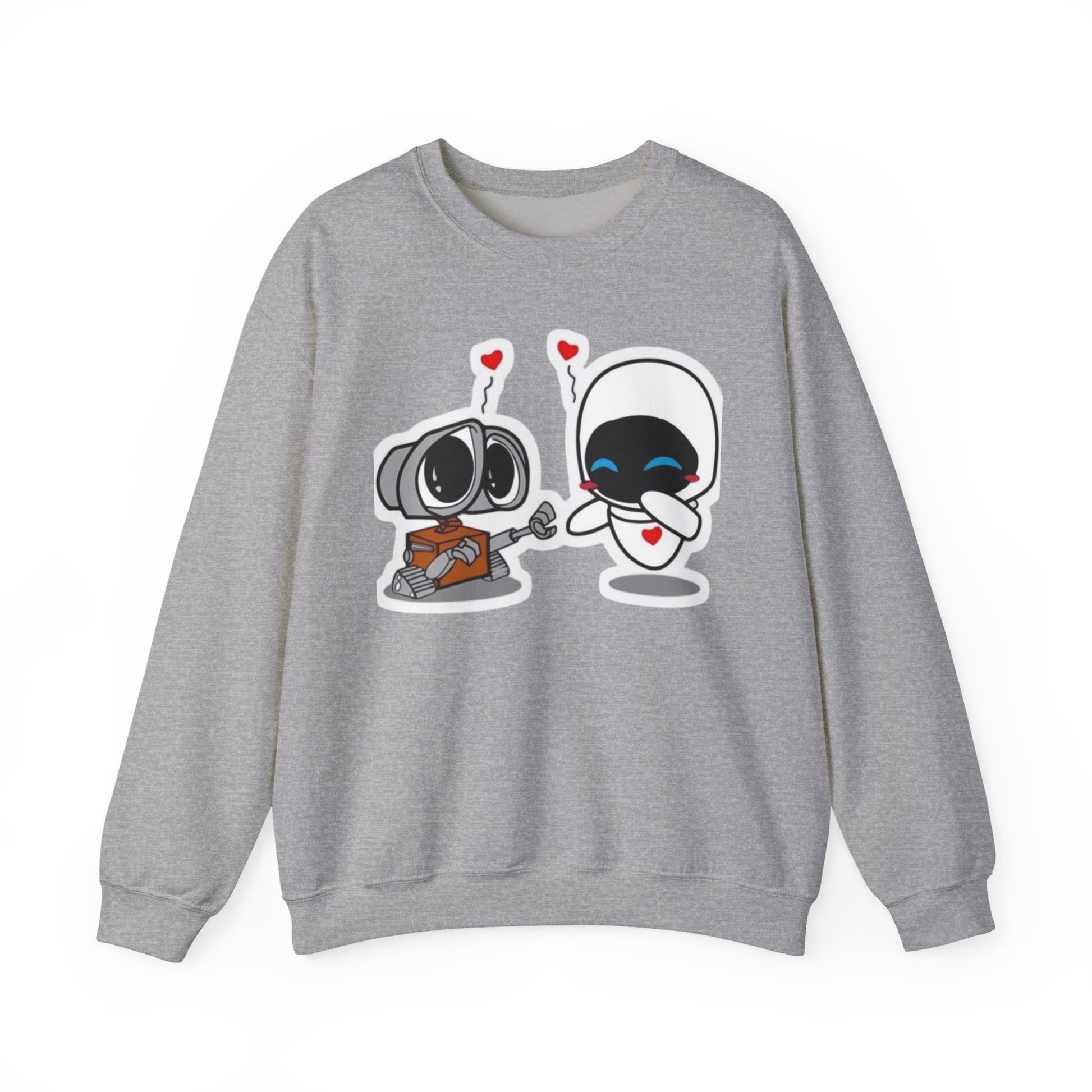 Cute Robot Love Crewneck Sweatshirt, Valentine's Day Gift, Cozy Unisex Pullover, Couple Sweatshirt, Cute Graphic Apparel