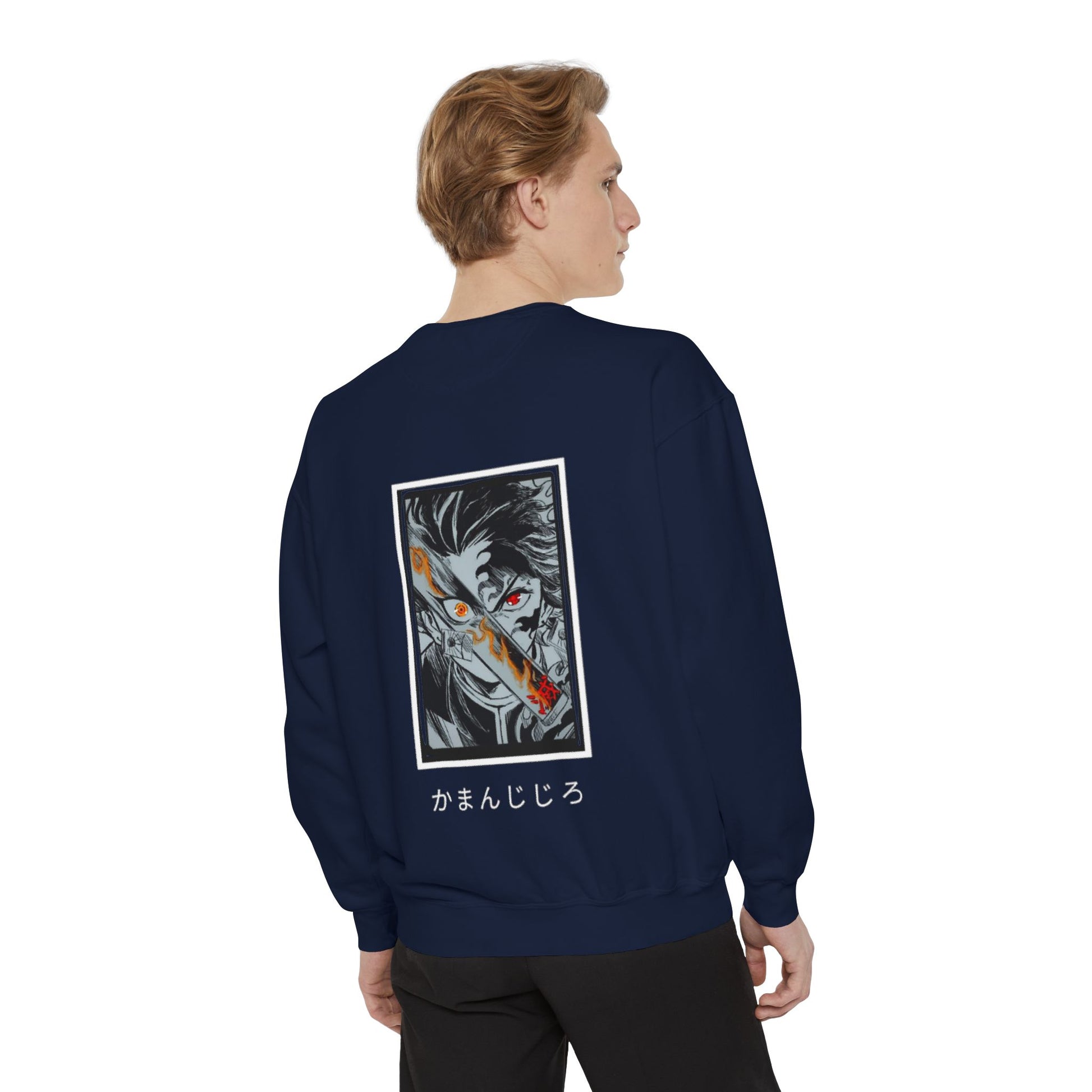 DEMON SLAYER Garment-Dyed Anime Sweatshirt, Cozy Unisex Sweatshirt, Graphic Sweatshirt, Geeky Apparel, Unique Gift, Casual Wear
