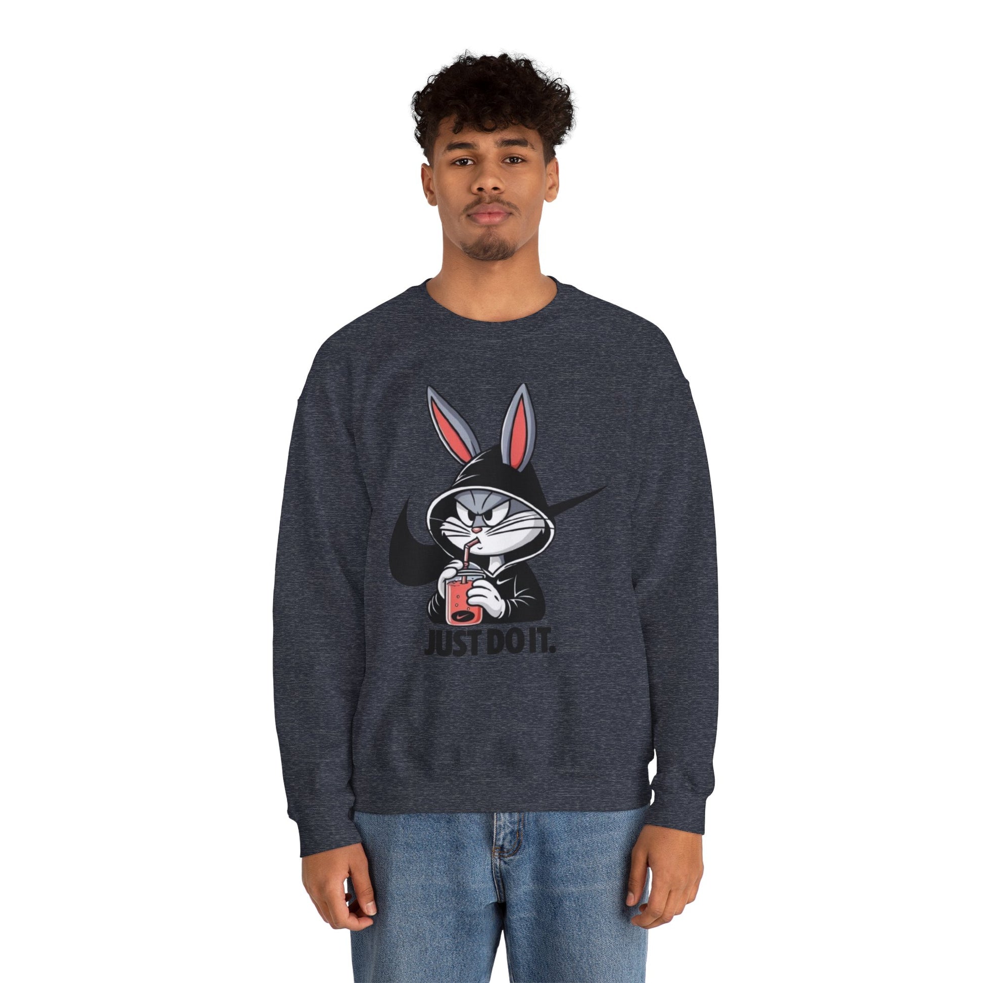 Cool Rabbit Crewneck Sweatshirt, Unisex Sweatshirt, Casual Hoodie, Gift for Him, Cozy Fashionwear