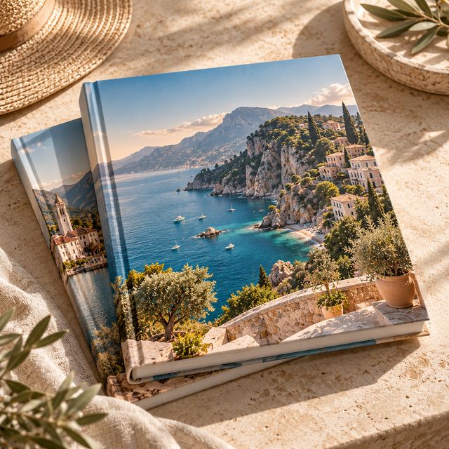 Coffee-table travel books of a Mediterranean coast